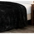 thumbnail image 3 of Chezmoi Collection Heavy Thick Korean Style Faux Mink Blanket Single Ply 9 Lbs, 750GSM Silky Soft Plush Raschel Mink Blanket, 85" x 95" Asia King Size, Solid Black, 3 of 9