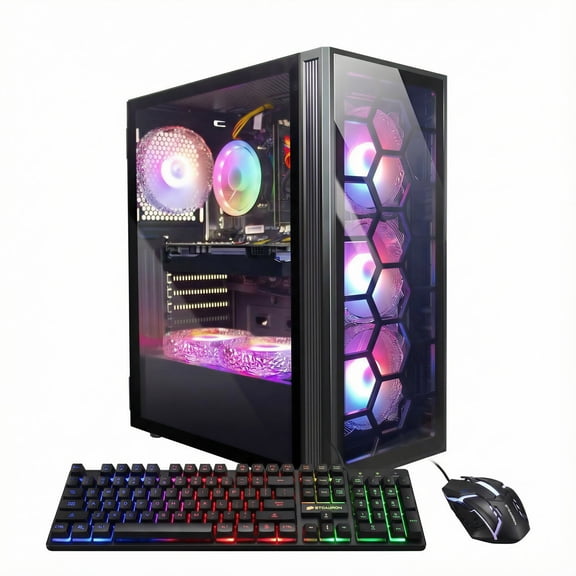 STGAubron Gaming Desktop PC, AMD Ryzen 5 2400G, 16G DDR4, 512G SSD, RX 580 16G, 600M WiFi, BT 5.0, RGB Fan x6, Win 11 Home