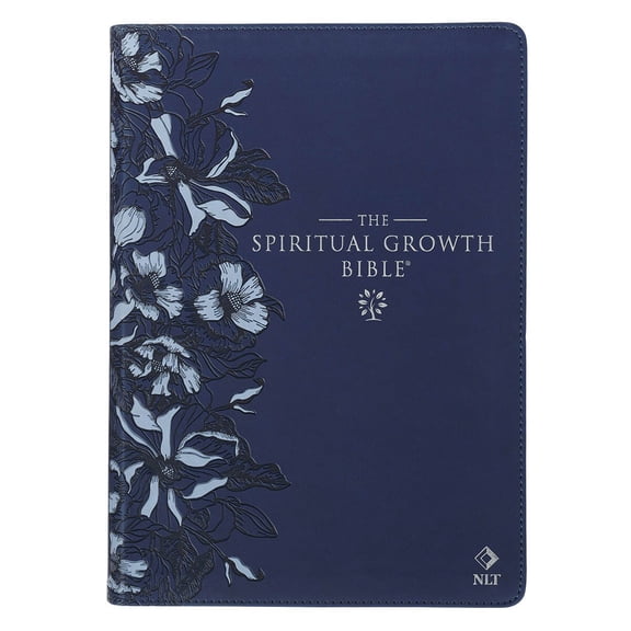 The Spiritual Growth Bible, Study Bible, NLT - New Living Translation Holy Bible, Faux Leather, Navy