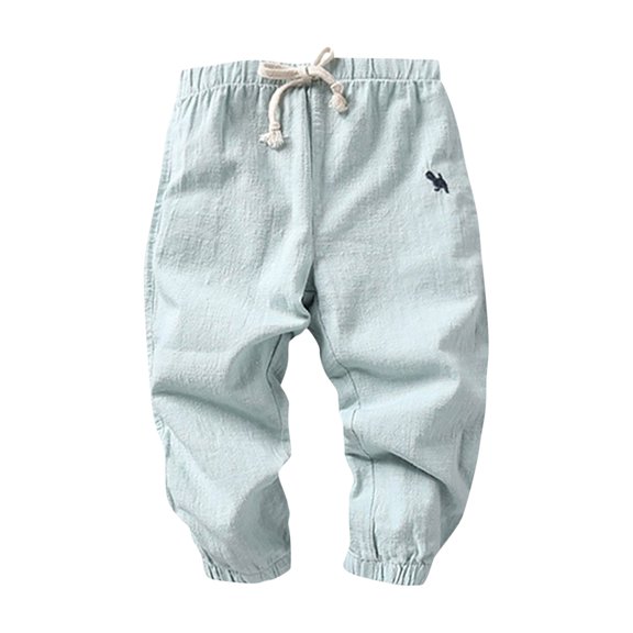 Mikilon Boys Lightweight Pants Size 3-8 Years Solid Color Elastic Waist Drawstring Pants Casual Comfortable Pants
