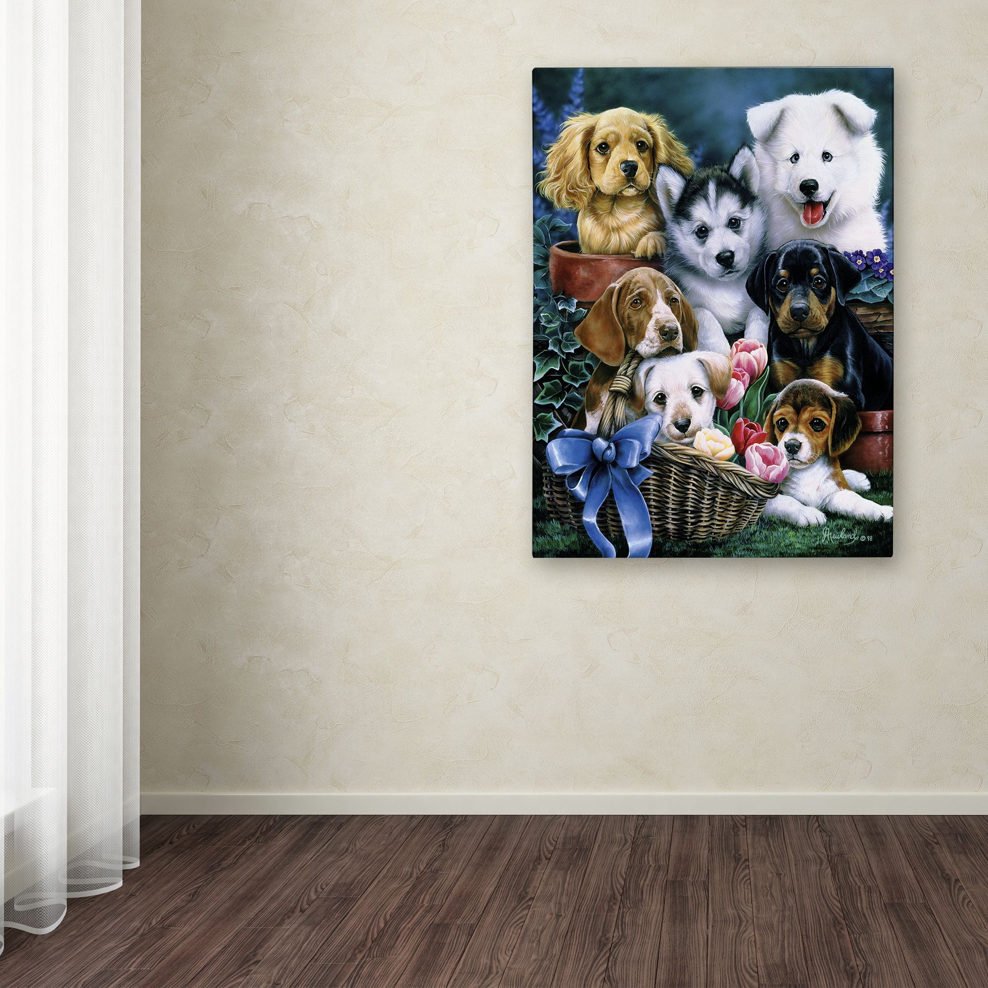Trademark Fine Art 'Puppies' Canvas Art by Jenny Newland