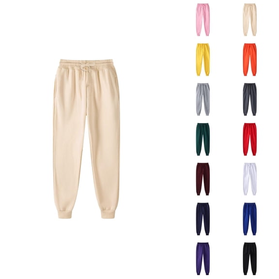 Men Sweatpants 2026 Fall Winter Trendy Elastic Waist Drawstring Lined Joggers Trousers with Pockets