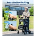 thumbnail image 4 of VOCIC Z22 Upright Rollator Walker with Adjustable Armrests & GelCool Seat, 300lb Capacity, 8" All-Terrain Wheels, Cup/Cane Holder-Blue, 4 of 9