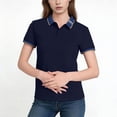 thumbnail image 2 of Babysbule Women's Contrast Trim Short Sleeve Polo Shirt, Stretchy Nylon Spandex Lapel Collar Top, Casual Workwear for Daily Office Outdoor Activities and Weekend Wear, 2 of 6