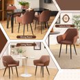 thumbnail image 2 of Giantex Dining Chair Set of 2, Upholstered PU Leather Armchair w/Curved Backrest, Wide Seat, Modern Accent Chairs, Brown, 2 of 6