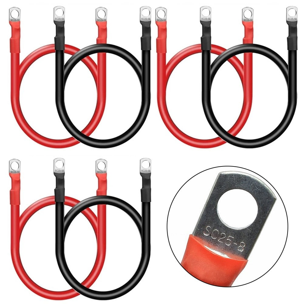 6PCS 4AWG Battery Cables 12inch Marine Battery Inverter Cables Setfor Automotive