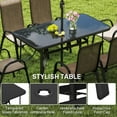 thumbnail image 3 of Outsunny 8 Piece Patio Furniture Set with Umbrella, Outdoor Dining Table and Chairs, 6 Chairs, Push Button Tilt and Crank Parasol, Glass Top, Brown, 3 of 9