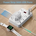 thumbnail image 4 of Enchufe plano HUNIAN Power Strip con protector contra sobretensiones, 8 salidas, 6 USB, 4 of 7
