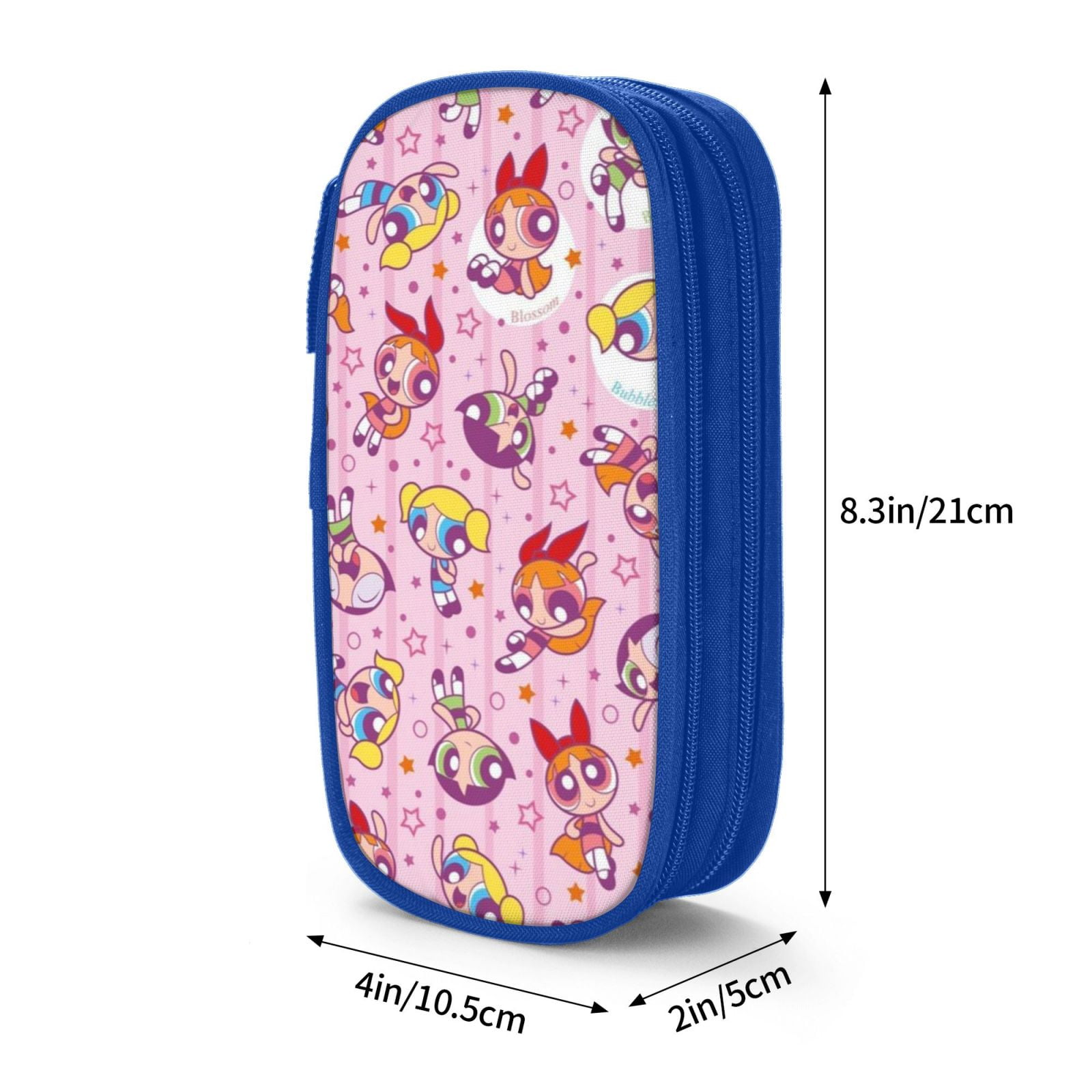 The Powerpuff Gi-rls Pencil Case Large Capacity Pencil Pouch Penbag Office Stationery Organizer Travel Makeup Bag Blue