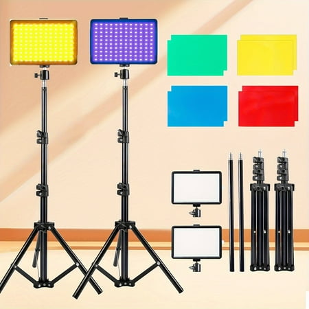 LED Photo Video Light 2-Pack Dimmable 5600K USB LED Continuous Light Photography Light for Photo Studios