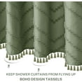 thumbnail image 4 of Boho Extra Long Sage Green Shower Curtain with Tassel, Woven Fabric Shower Curtain, Tufted Chevron Striped, 72 x 78, Modern Chic Textured Minimalist Bathroom Shower Curtain, 4 of 14