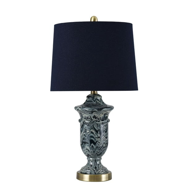 Kelley Table Lamp Gray Cream Navy Blue Blade Paint Drip Com Cream Navy Blue Blade Paint Drip, Dark Blue Table Lamp Shade