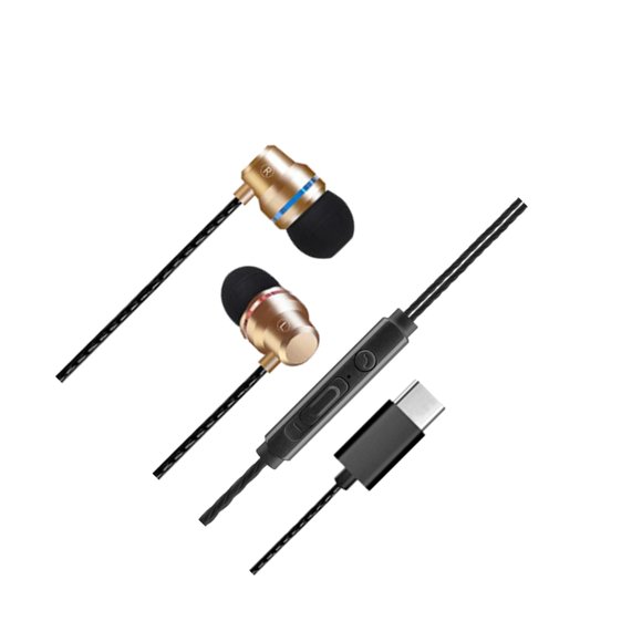 jesticaly Universal Durable USB Type C Headphones Built-in Mic Wired In-ear Earbuds