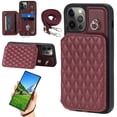 thumbnail image 1 of Case for iPhone 12 Pro Max 6.7", Detachable Crossbody Strap Wallet Case with Card Slots, Stand Ring Flip PU Leather Protective Cover Lanyard for Women for iPhone 12 Pro Max, Winered, 1 of 7