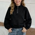 thumbnail image 2 of Ashirexll Girls Sweatshirts Solid Stand Collar Full Zip Long Sleeve Sweatshirt Outerwear for Big Girls 5-14 Years, 2 of 7