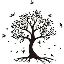 Tree of Life Wall Decor Family Stickers Birds Branches on Tree Wall Sticker Home Vinyl Art Decals for Bedroom Kitchen Living Room School Dormitory Studio Decoration 22.4x15.3in