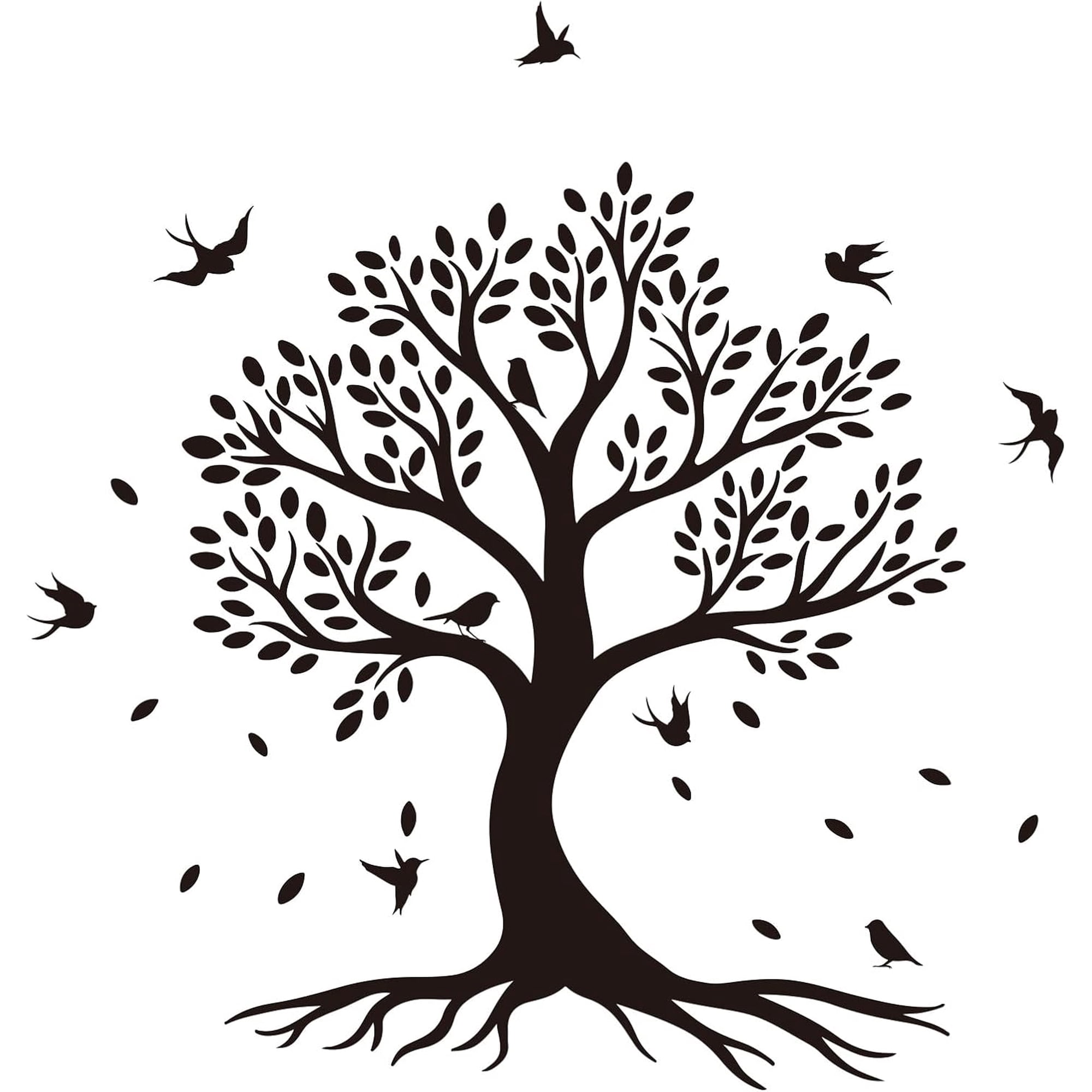 Tree of Life Wall Decal Family Tree Wall Stickers Birds Branches on a Tree Wall Decals Vinyl Wall Art Silhouette Decal Decorations for Women Bedroom Kitchen Living Room DIY