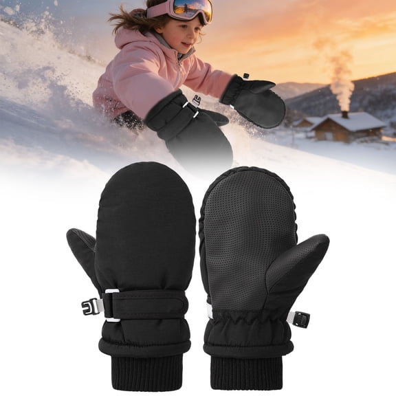 Toddler Winter Mittens Kids Ski Gloves Fleece Lined Thickened For Boys Girls Baby Warm Cold Weather Activities Outdoor Snow Play(L Size)