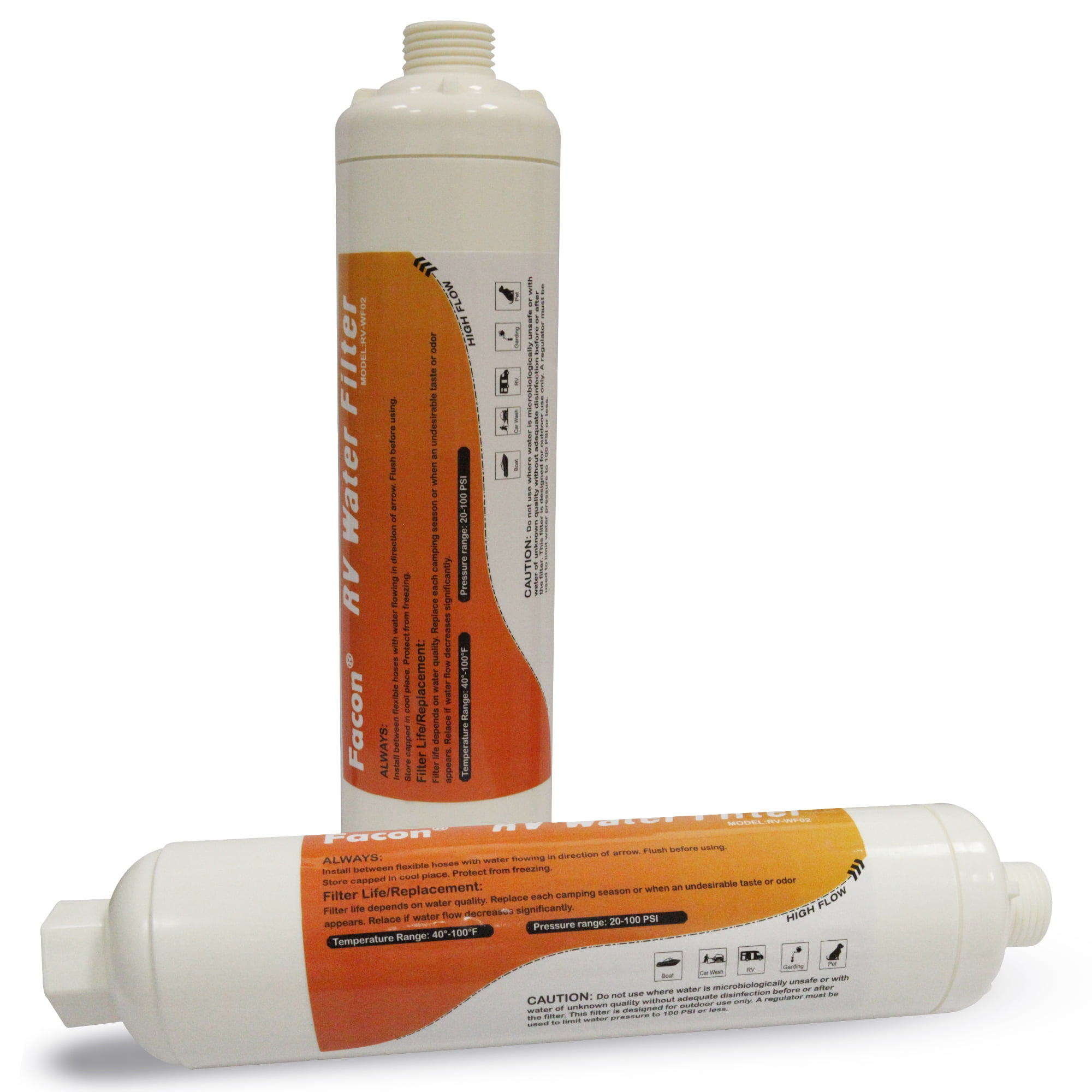 Facon RV Marine Inline Water Filter, 2Packs, Garden Camping Water Hose Filter Accessories, for