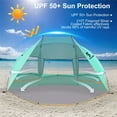 thumbnail image 2 of Beach Tent 3 Person Sun Shelter UPF 50  with Extended Waterproof Pe Floor & 3 Mesh Roll Up Windows Fits, Portable Beach Shade Easy Setup for Outdoor Camping, Indoor, Fishing, Yard. (Green), 2 of 7