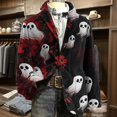 thumbnail image 5 of Delconic Mens Corduroy Blazer Halloween Print Sport Coat Casual Business Jacket Two Button Notch Lapel Tailored Fit Party Outerwear Red S, 5 of 7