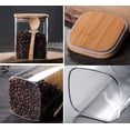 thumbnail image 2 of Tarro de vidrio con tapa de bambú y cuchara, contenedor de almacenamiento de cocina cuadrado transparente hermético para especias, café, té Matcha, 2 of 8