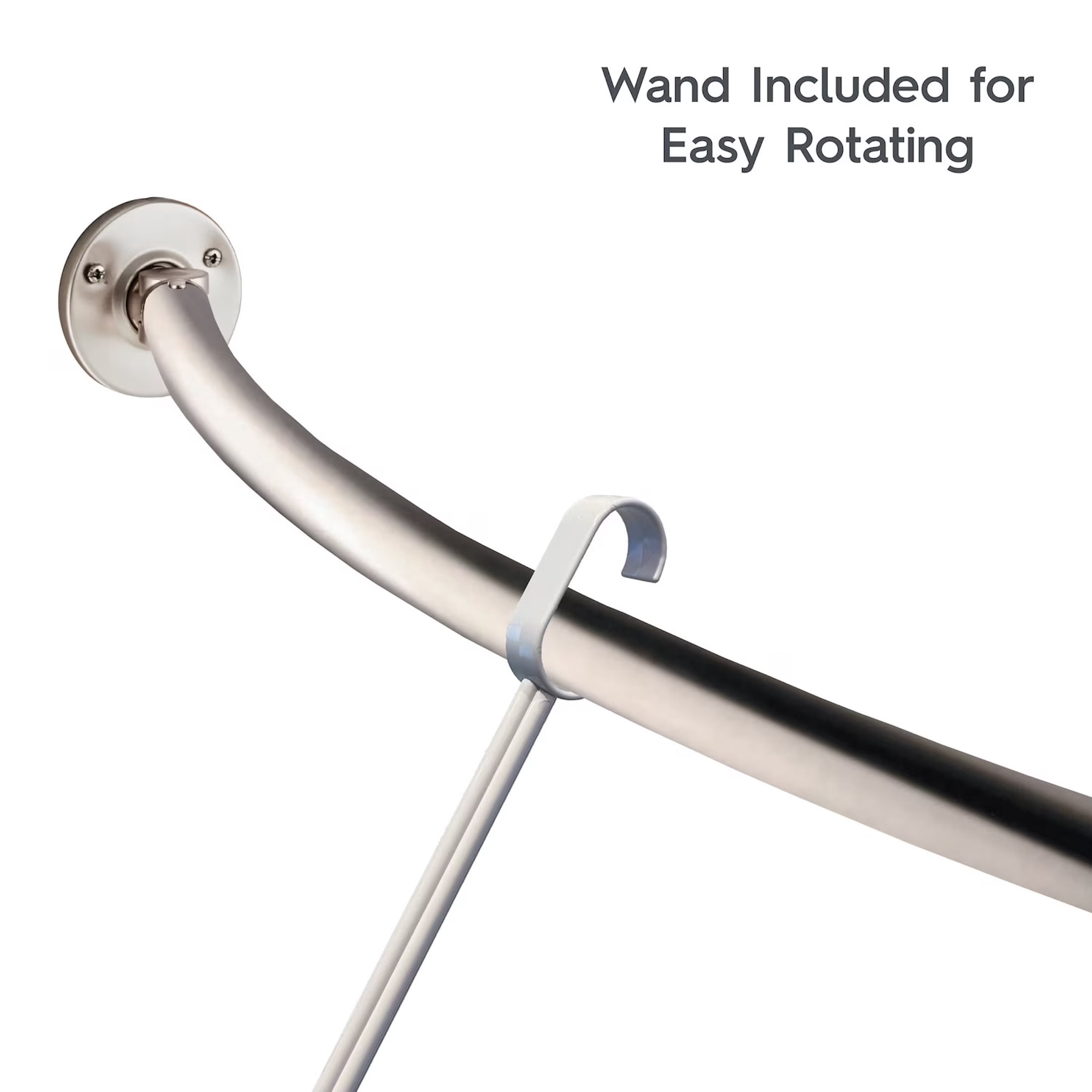 Better Homes & Gardens 45" -to 72" Adjustable Rotating Rust-Proof Curved Shower Rod, Satin Nickel