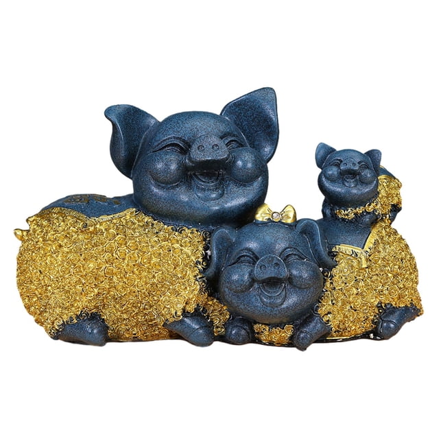 Figura de cerdo de la , adorno de escritorio, estatua de Animal coleccionable moderna, escultura de resina para estantería, estante de entrada, Azul mayimx Estatuilla de escritorio