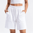 thumbnail image 5 of Lorvain Women's High Waisted Gym Shorts with Pockets, Loose Fit Wide Leg Athletic Running Lounge Shorts, 5 of 8