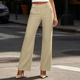 thumbnail image 5 of VBVC Women's High Waisted Straight Leg Dress Pants , Casual Button Tab Work Trousers For Women , Ladies' Business Office Slacks with Pockets, Beige , S-2XL, 5 of 7