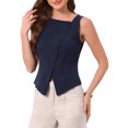 thumbnail image 2 of INSPIRE CHIC Women's Asymmetrical Sleeveless Tank Top Button Down Lightweight Summer Top Navy Blue M, 2 of 3