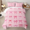 thumbnail image 2 of Erosebridal Watercolor Pink Bow Twin Quilt Set for Women Girls, Kawaii Bowknot Style Twin Coverlet Set, 2 Pieces, 2 of 7
