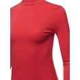 thumbnail image 4 of A2Y Women's Basic Solid Soft Cotton Long Sleeve Mock Neck Top Shirts Junior Fit Ruby L, 4 of 6