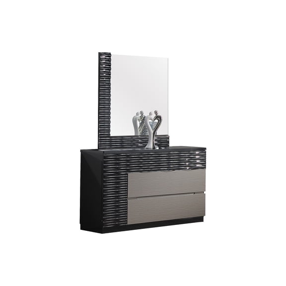Best Master Romania 2-Pc Poplar Wood Dresser and Mirror Set in Black/Zebra Gray