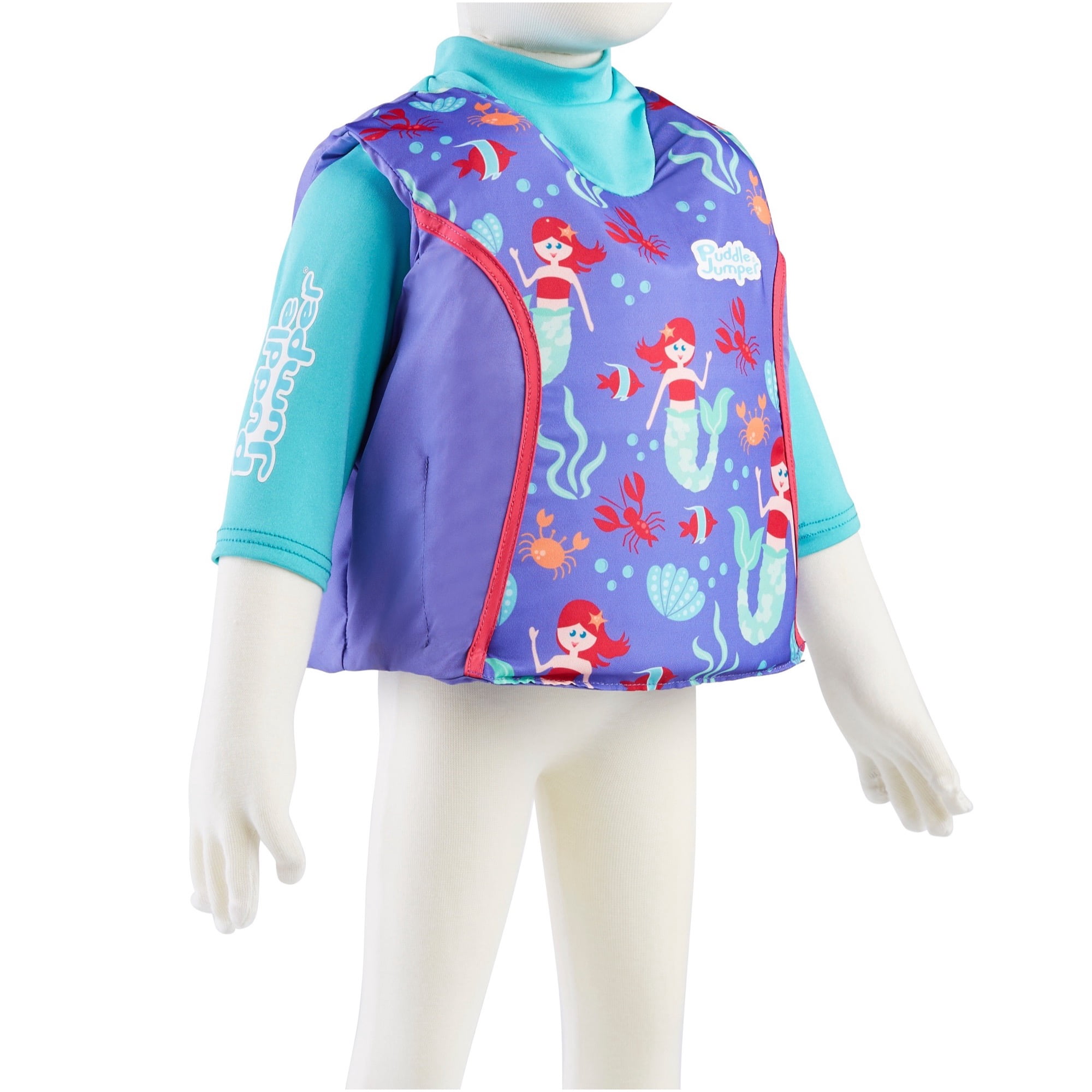 Puddle Jumper Unisex 2-in-1 Life Vest with Rash Guard for Children 33-55 Pounds, Mermaid