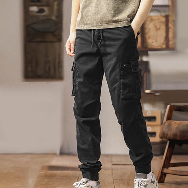 Pantalones largos para hombre, cintura elástica, transpirables, cómodos, suaves, informales, de playa, de poliéster