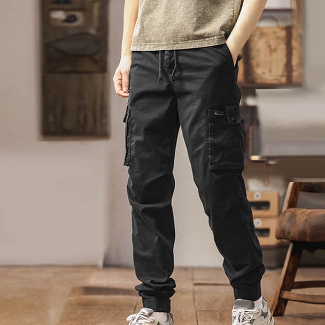 Pantalones largos para hombre, cintura elástica, transpirables, cómodos, suaves, informales, de playa, de poliéster