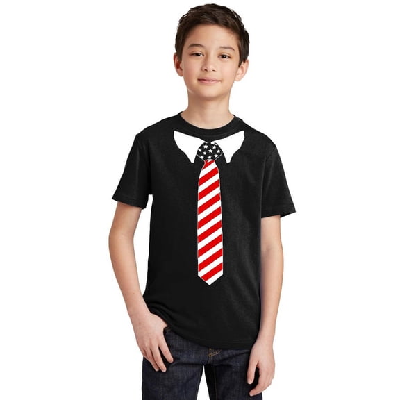 USA Tie Tuxedo 4th of July Wedding Party Ceremony Youth T-shirt, Youth XS, Black