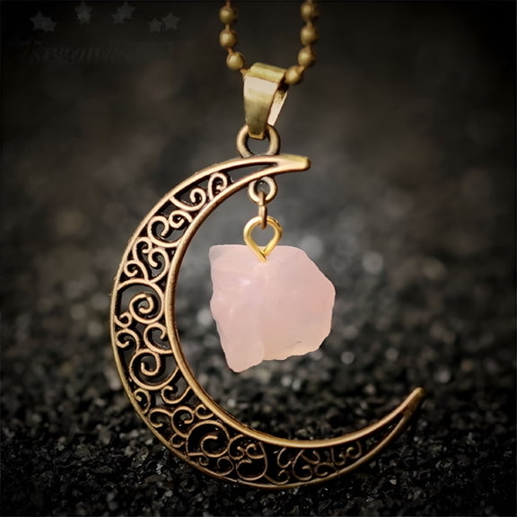 DESIGNICE Natural Quartz Crystal Pendant Necklace, Chakra Healing Gemstone Jewelry, Energy Pendant for Spiritual Healing, Boho Crystal Necklace for Women