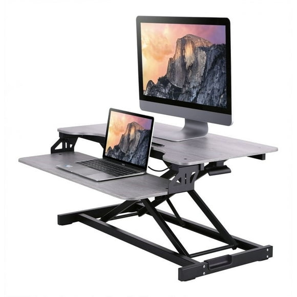 Rocelco VADR-G Sit-to-Stand Hi-Lift Adjustable Height Desk Riser (Grey)
