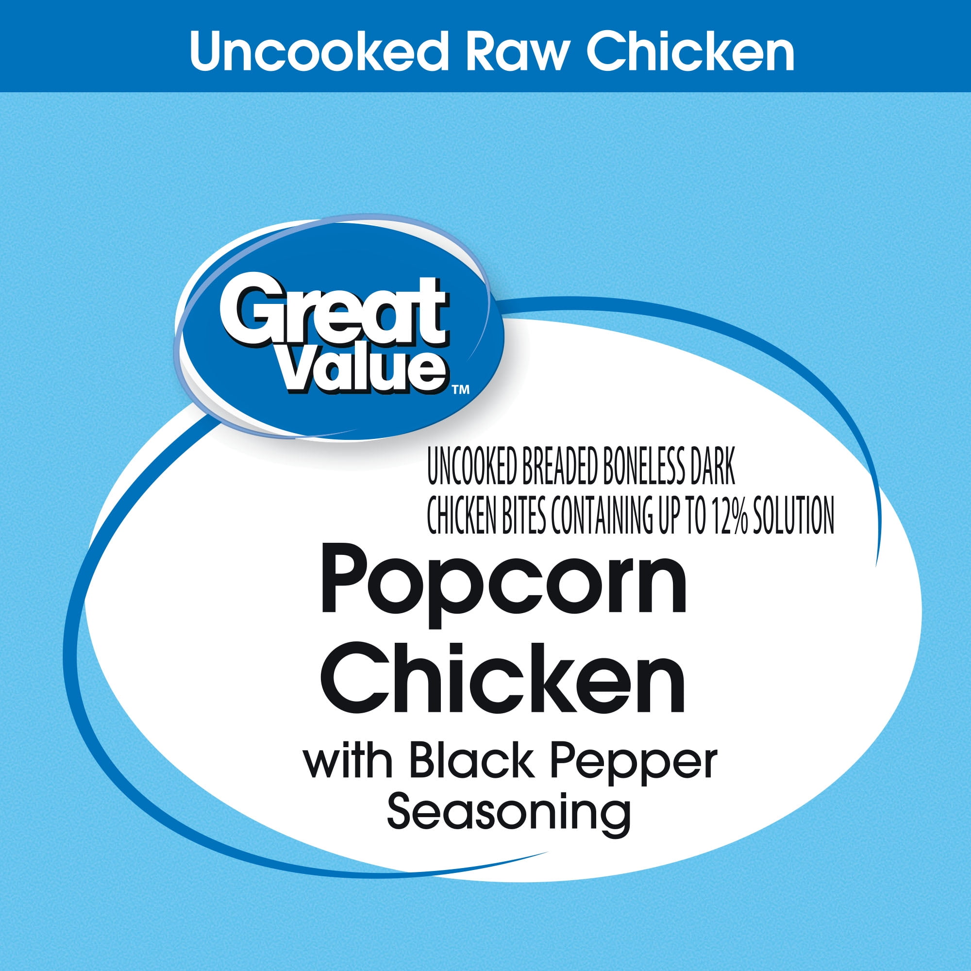 Great Value Black Pepper Popcorn, Ready to Cook Popcorn Chicken, 11g Protein, 3 lb (Frozen)