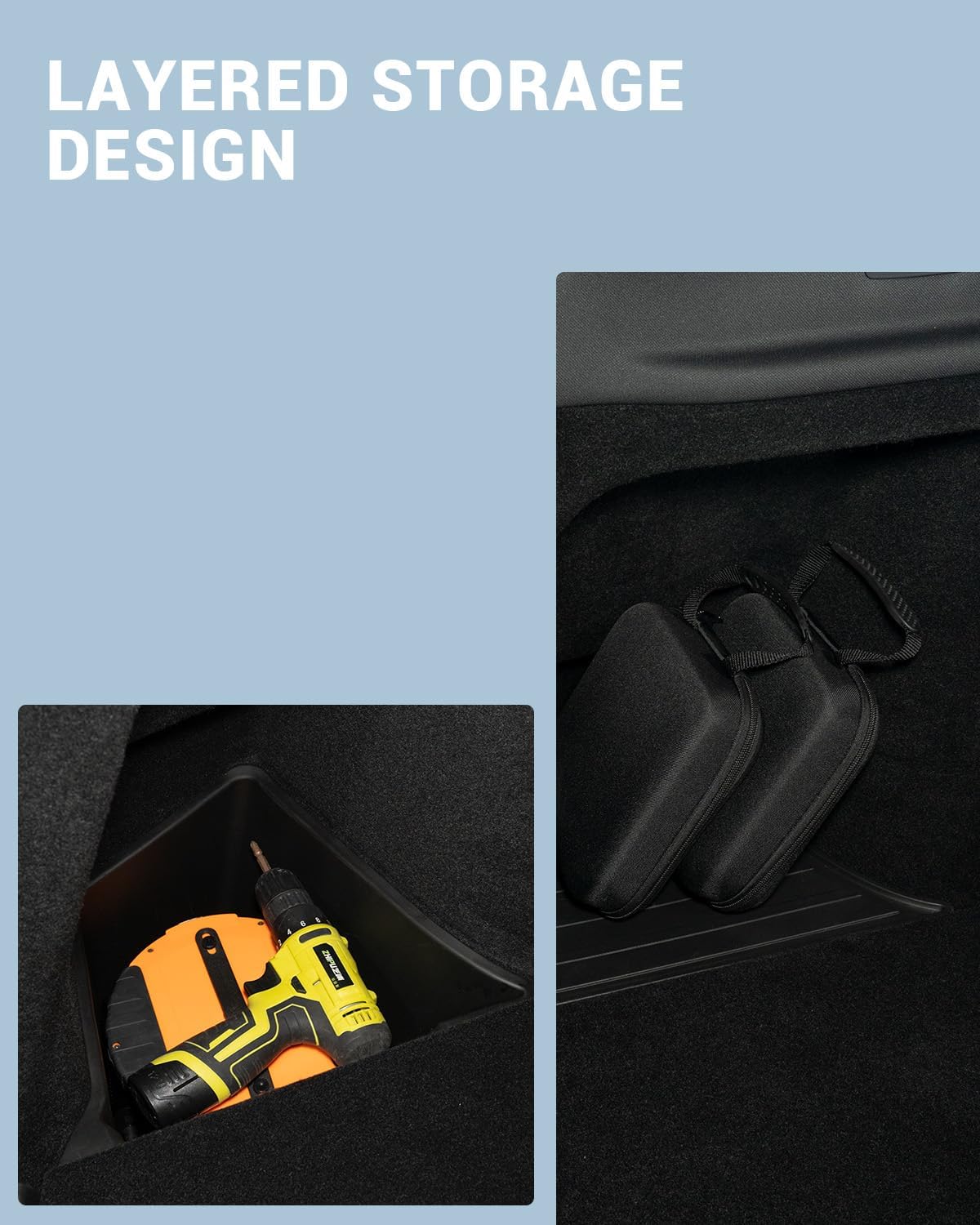 2025 2026 Tesla Model Y Juniper Trunk Organizer Trunk Storage Bins with TPE Lid Waterproof Rear Trunk Side Storage box Model Y Juniper (Standard, Premium & Performance 2025/2026) Accessories