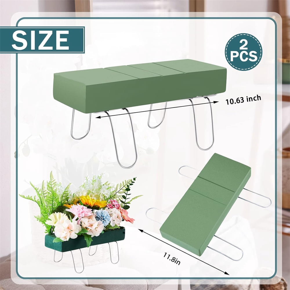 Triani 2Pcs Headstone Flower Saddle Artificial Cemetery Flower Saddles 11.81" Cemetery Headstone Saddle with Floral Foam for Grave Headstone Cemetery Floral Decorations