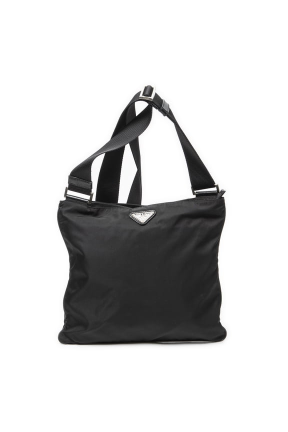 Pre-Owned Prada Black Square Flat Crossbody Shoulder Bag Nylon Canvas