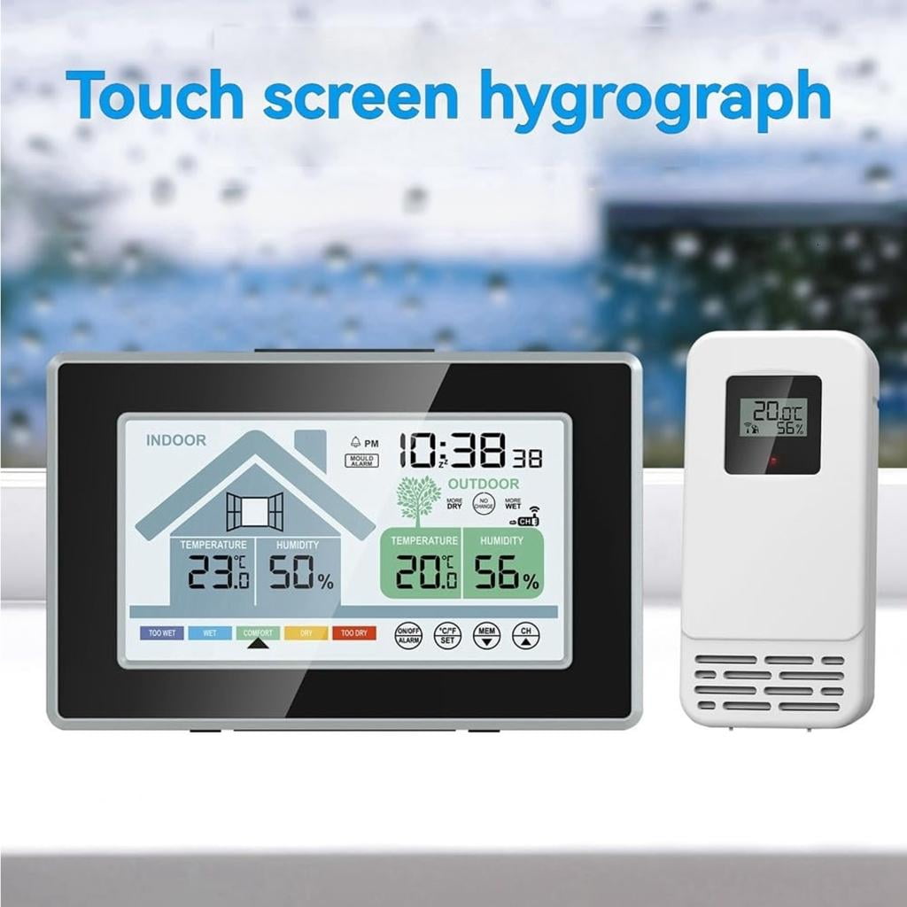 Lerpwige Measurement Meter Gauge for Home Thermometers Hygrometer with Time Alarm Clock