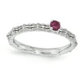 thumbnail image 1 of Bague en Argent Sterling Stackable Expressions Rubis Créé Pierre Unique Taille 9, 1 of 3