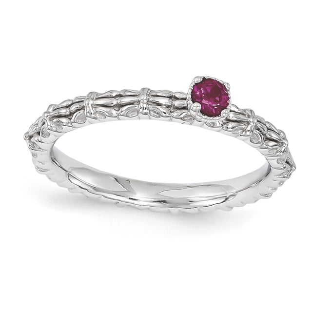 Bague en Argent Sterling Stackable Expressions Rubis Créé Pierre Unique Taille 9