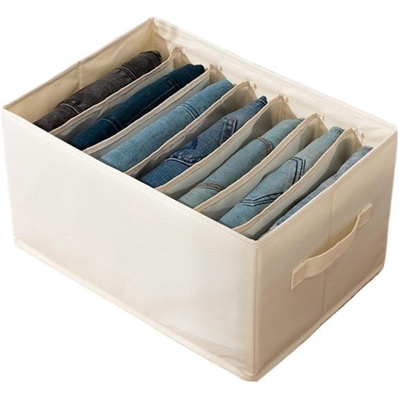 Extra Large Clothes Closet Organizer 7 Compartments for Jean Sweater Sheets to Shirt - Divided Clothing Storage Boxes for Closet, Wordrobe, Bedroom, Shelf