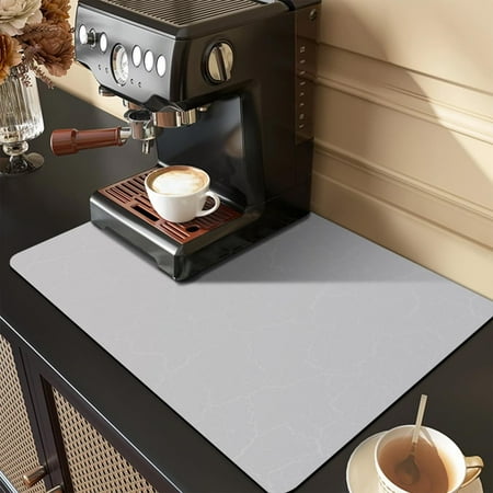 

Golener Coffee Bar Tray - Silicone Hot Mat for Under Coffee Maker Dish Drying Mat - Marble Gray