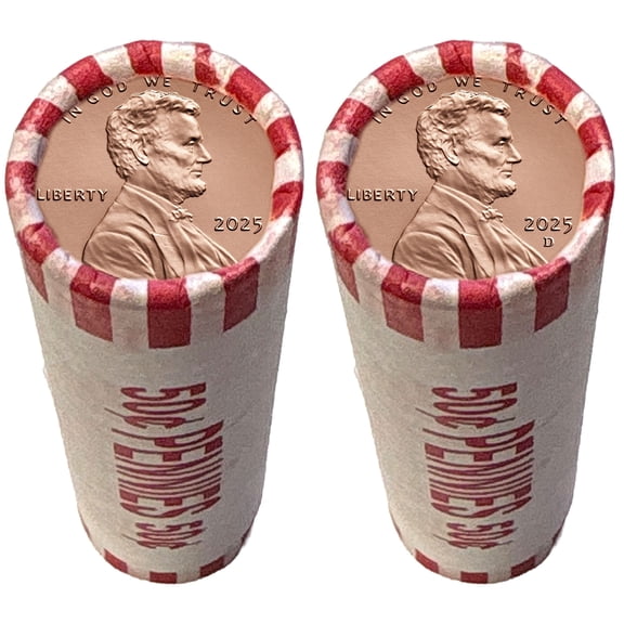2025 Final Issue Penny, 2 Rolls BU Philadelphia & Denver Mints, Last U.S. Mint One Cent